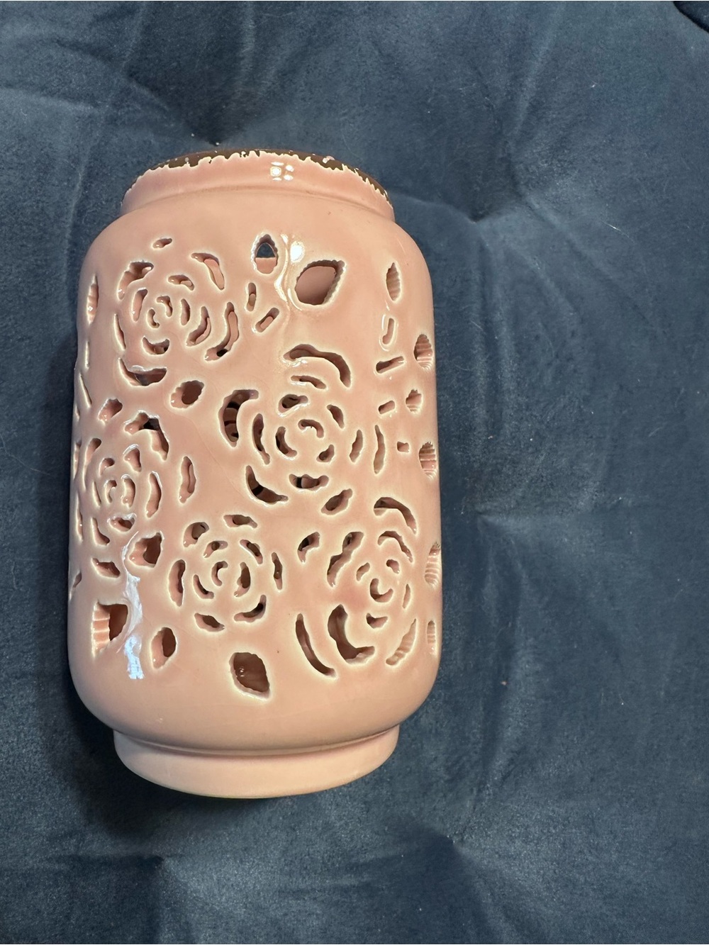 Ceramic Rose Cutout Lantern - Blush Pink